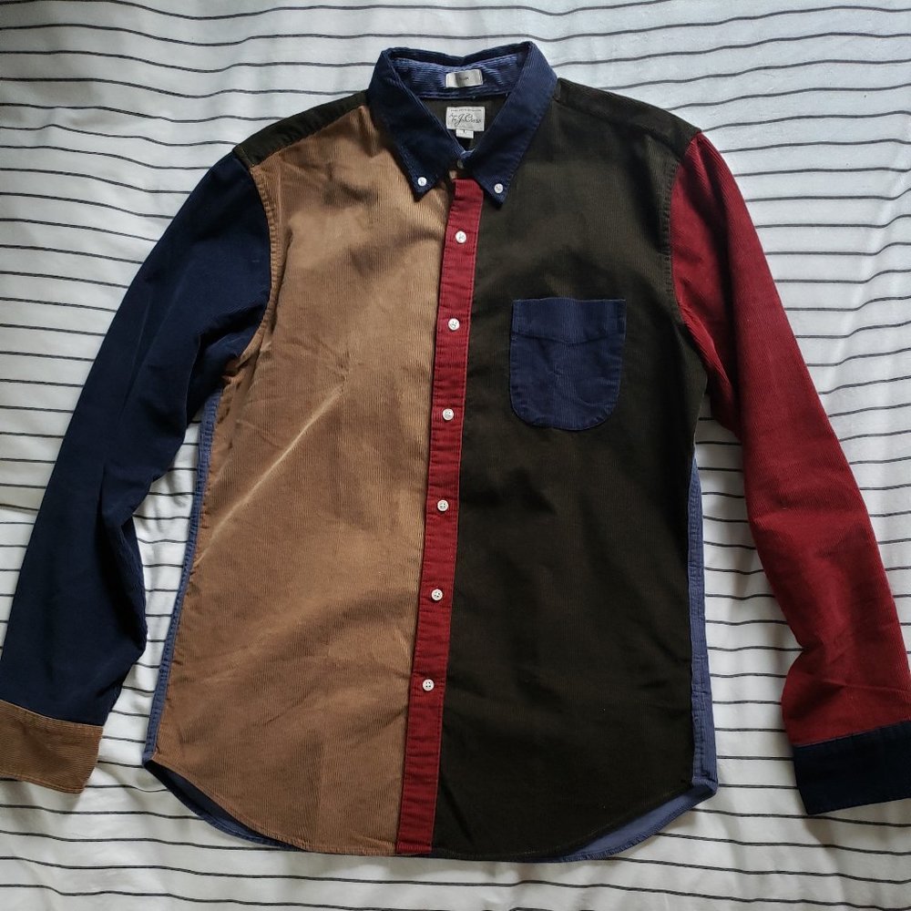 NWOT J. Crew Corduroy Color Block Shirt - L